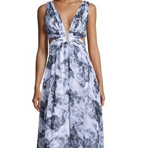 AIDAN by AIDAN MATTOX FLORAL DOUBLE V GOWN
